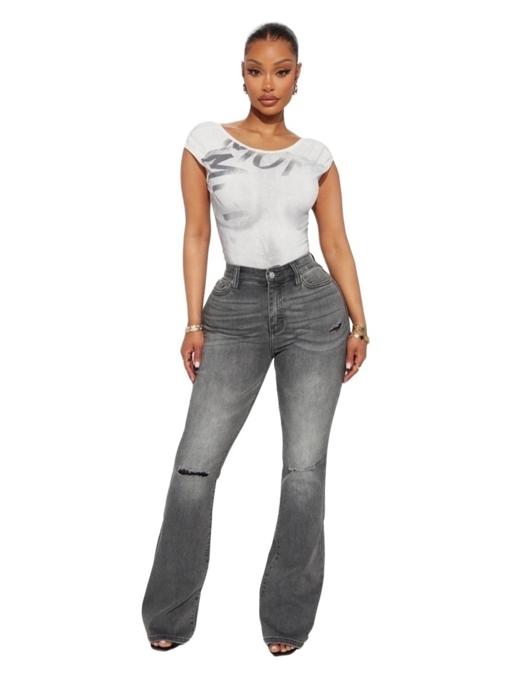 FASHION NOVA STRETCH FLARE JEANS - BLACK WASH SIZE 3 TALL (NEW WITH TAGS)
